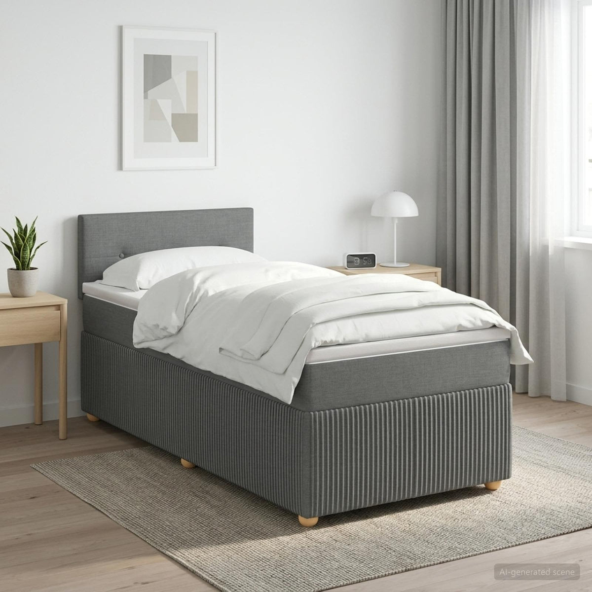 Boxspringbed met matras Donkergrijs 90 x 190 cm Stof