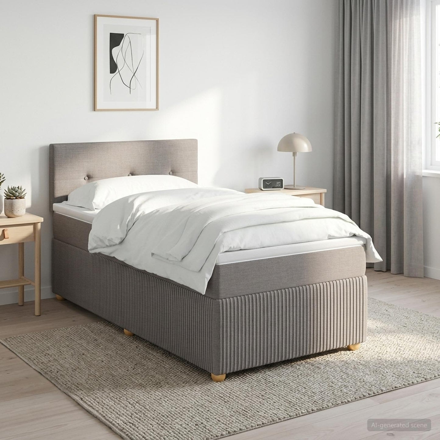 Boxspringbed met matras met hoofdeinde Taupe 90 x 190 cm Stof