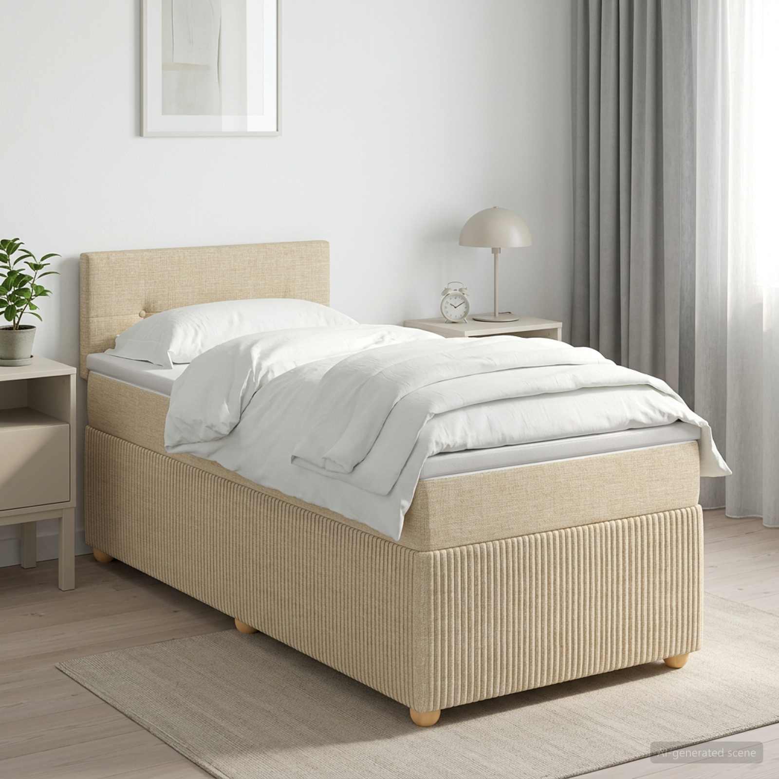 Boxspringbed met matras Crèmekleurig 100 x 200 cm Stof