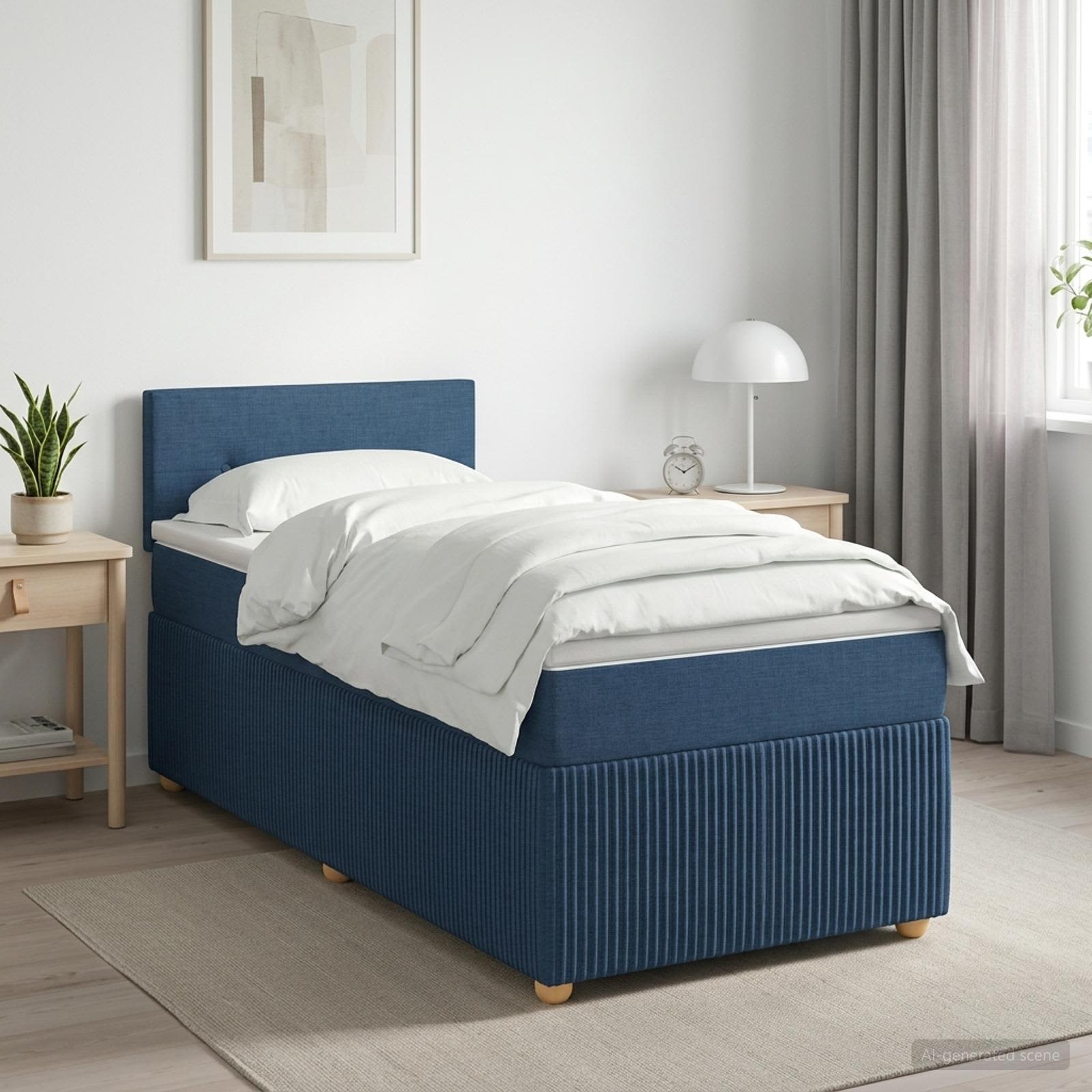 Boxspringbed met matras met hoofdeinde Blauw 80 x 200 cm Stof