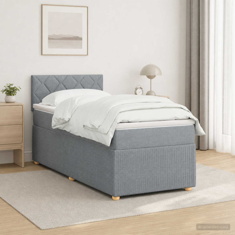 Boxspringbed met matras Lichtgrijs 100 x 200 cm Stof