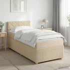 Boxspringbed met matras 100x200 cm stof crèmekleurig