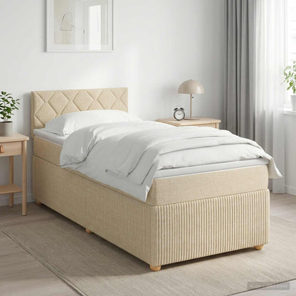 Boxspringbed met matras Crèmekleurig 100 x 200 cm Stof