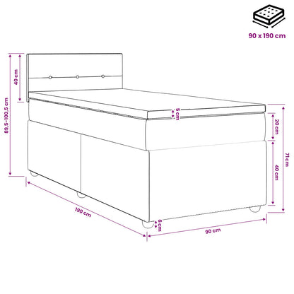 Boxspringbed met matras Donkergrijs 90 x 190 cm Stof