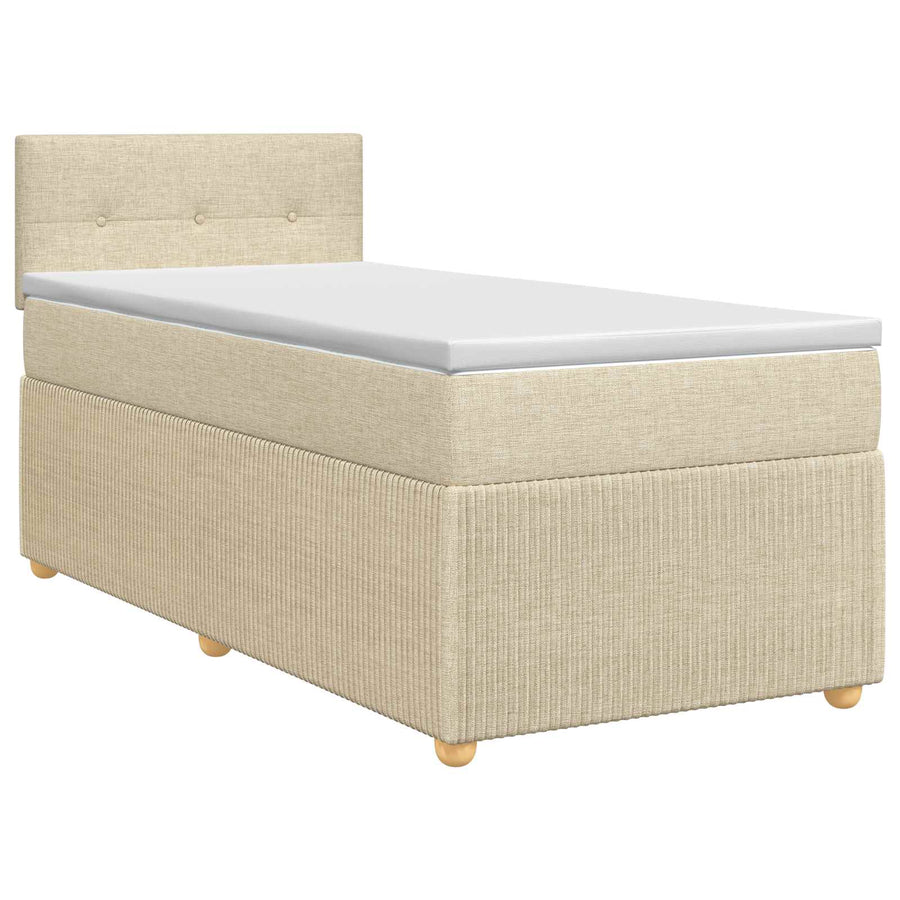 Boxspringbed met matras Crèmekleurig 90 x 200 cm Stof