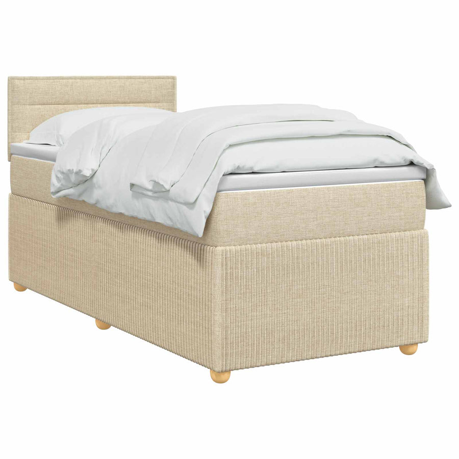 Boxspringbed met matras Crèmekleurig 100 x 200 cm Stof