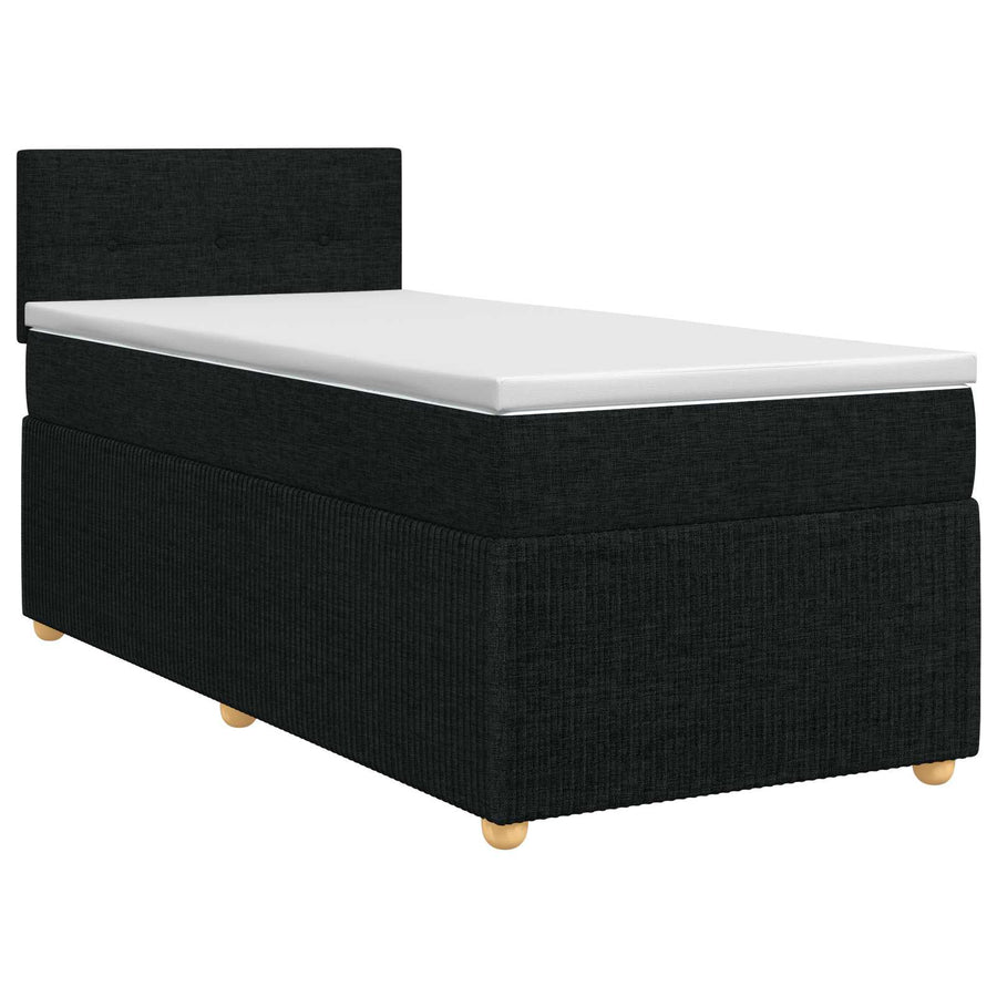 Boxspringbed met matras met hoofdeinde Zwart 100 x 200 cm Stof