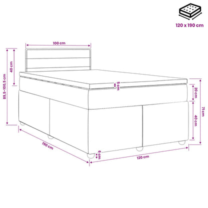 Boxspringbed met matras Lichtgrijs 120 x 190 cm Stof