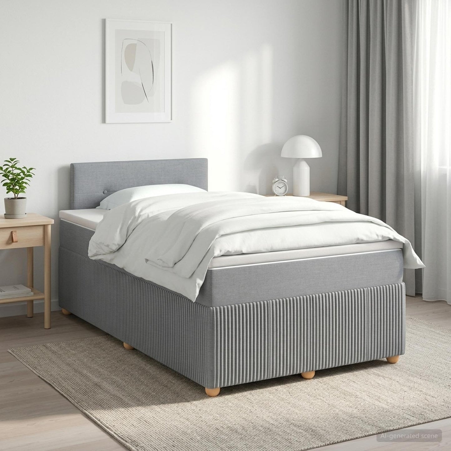 Boxspringbed met matras Lichtgrijs 120 x 200 cm Stof