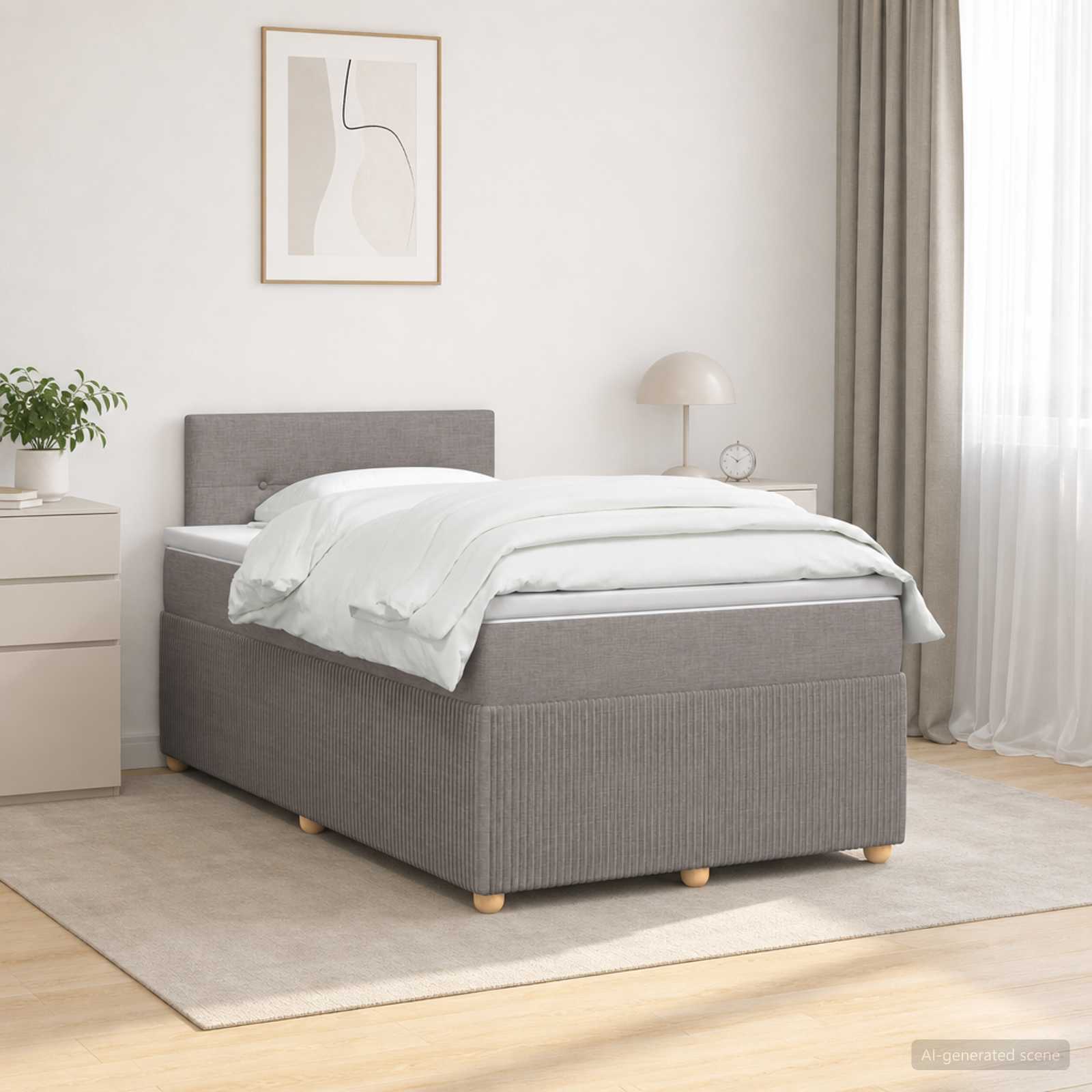 Boxspringbed met matras met hoofdeinde Taupe 120 x 190 cm Stof