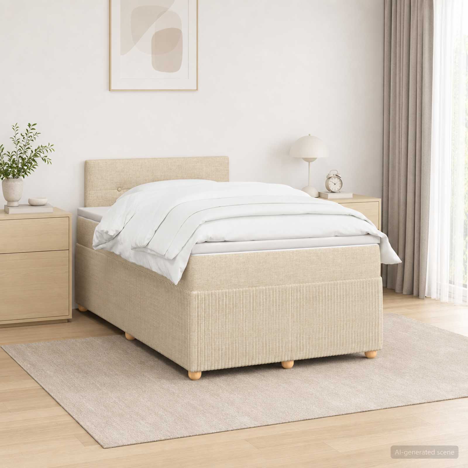 Boxspringbed met matras Crèmekleurig 120 x 190 cm Stof