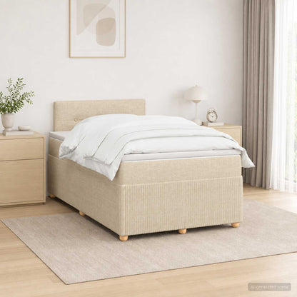 Boxspringbed met matras Crèmekleurig 120 x 190 cm Stof