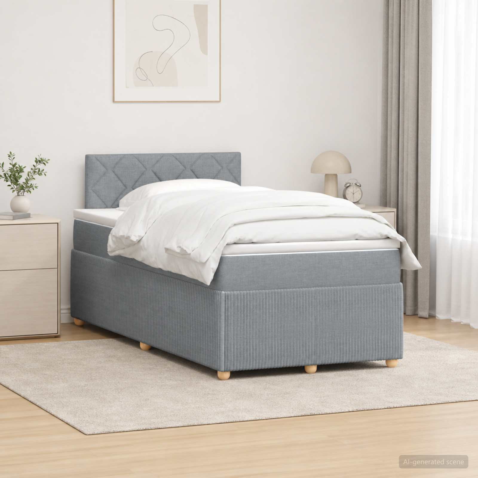 Boxspringbed met matras Lichtgrijs 120 x 200 cm Stof