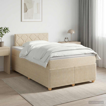 Boxspringbed met matras Crèmekleurig 120 x 190 cm Stof