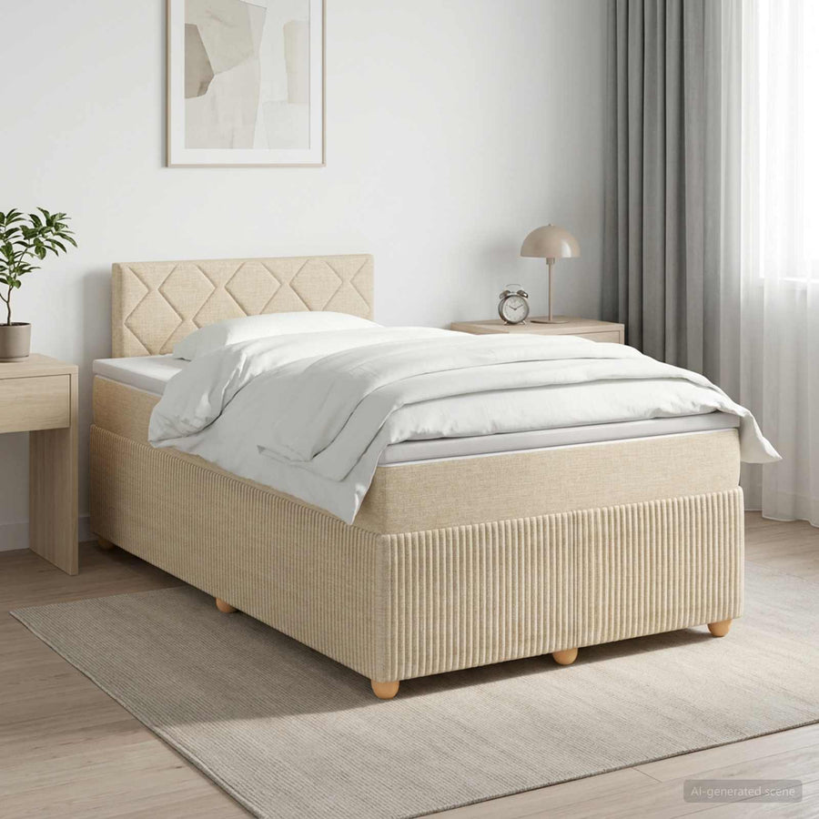 Boxspringbed met matras Crèmekleurig 120 x 200 cm Stof