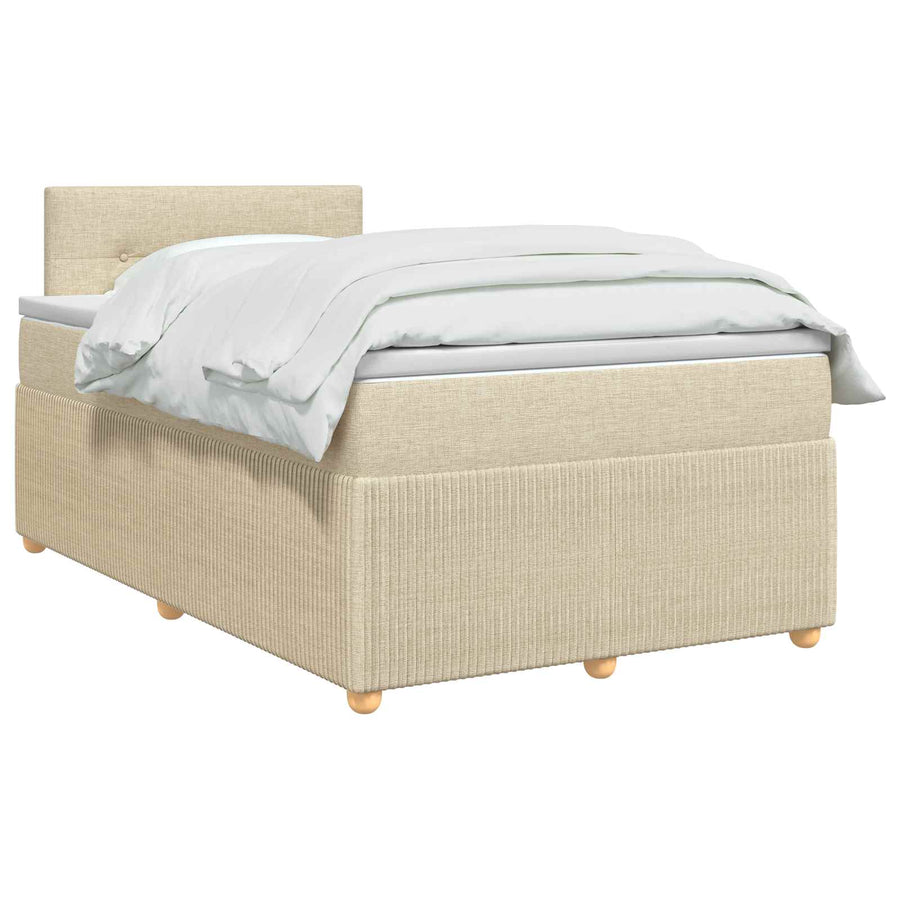 Boxspringbed met matras Crèmekleurig 120 x 200 cm Stof