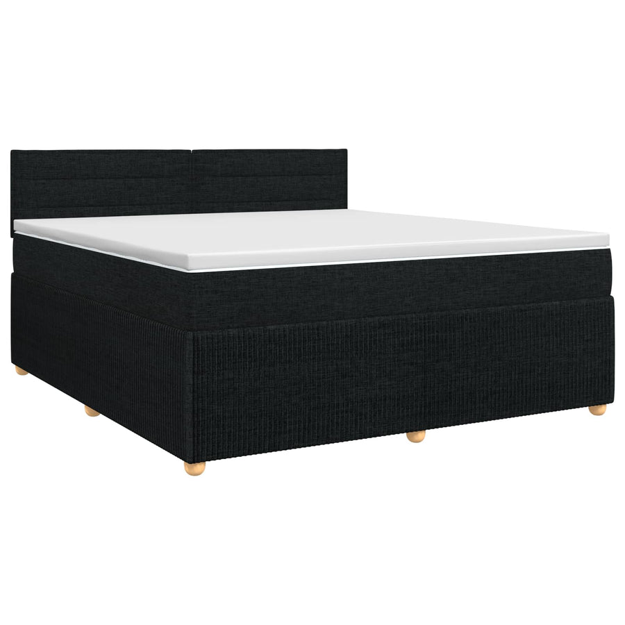 Boxspringbed met matras met hoofdeinde Zwart 140 x 190 cm Stof