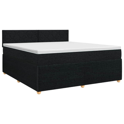 Boxspringbed met matras met hoofdeinde Zwart 140 x 190 cm Stof