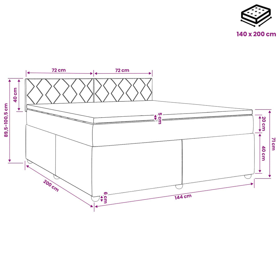 Boxspringbed met matras Donkergrijs 140 x 200 cm Stof