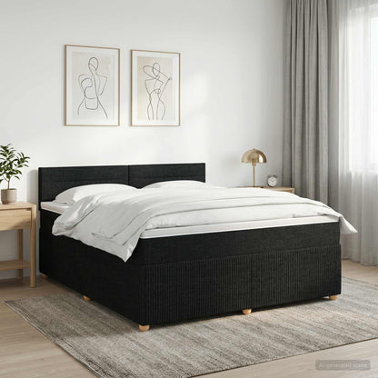 Boxspringbed met matras met hoofdeinde Zwart 160 x 200 cm Stof