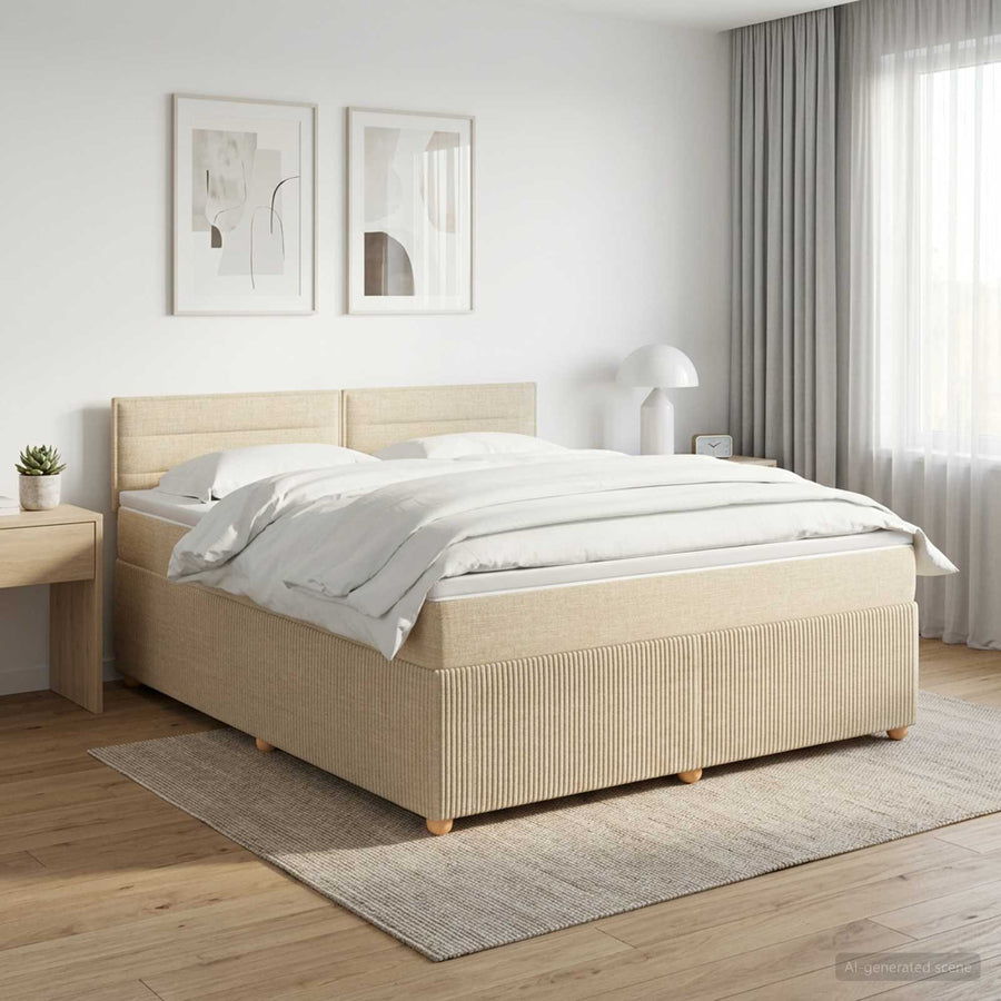Boxspringbed met matras Crèmekleurig 160 x 200 cm Stof