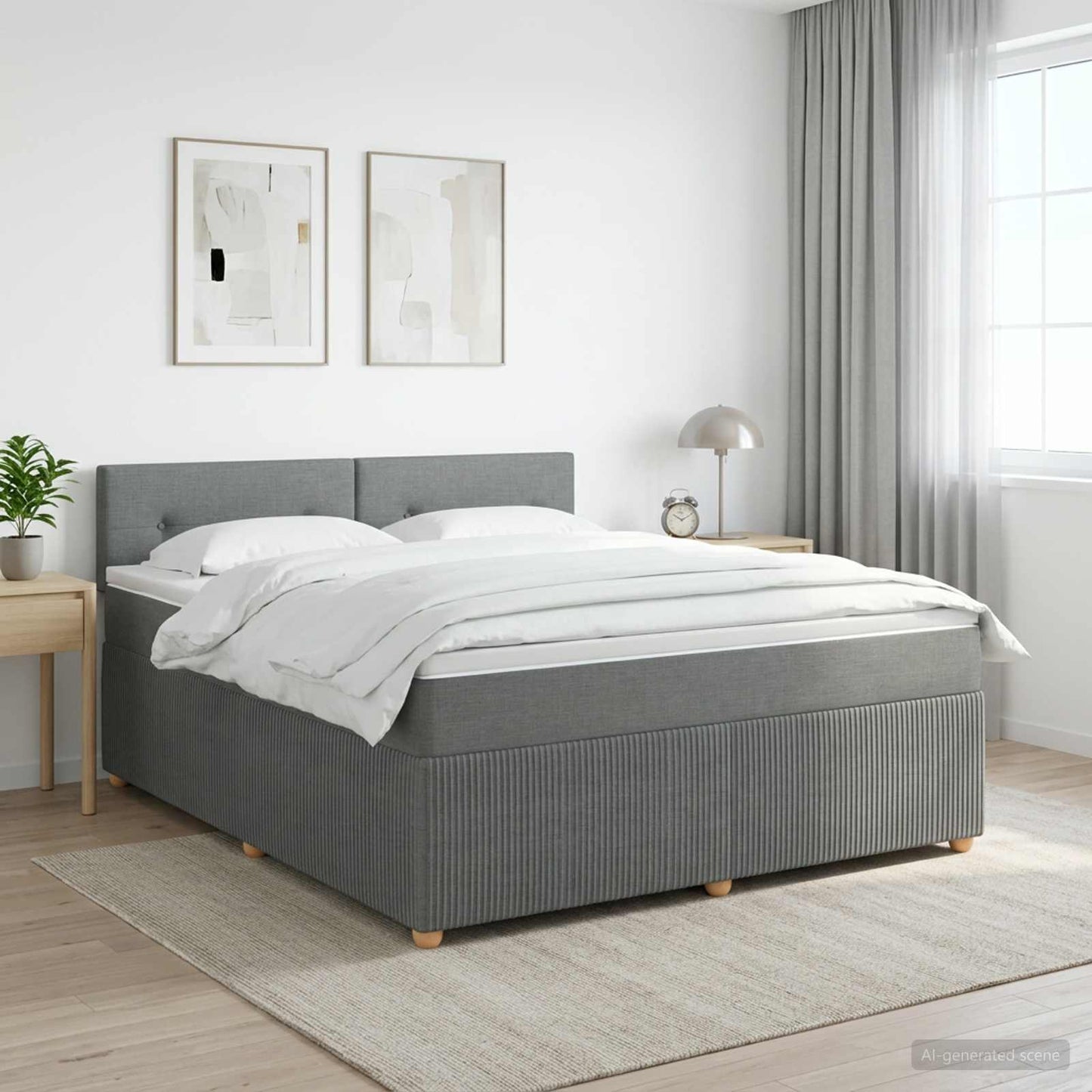 Boxspringbed met matras Donkergrijs 180 x 200 cm Stof