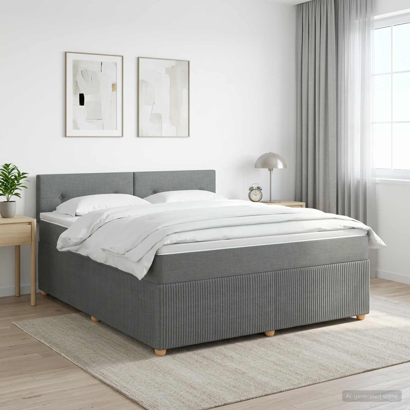 Boxspringbed met matras Donkergrijs 180 x 200 cm Stof