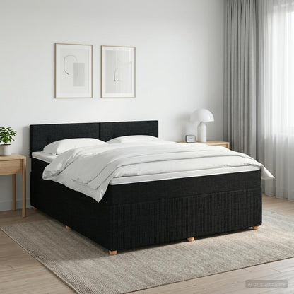 Boxspringbed met matras met hoofdeinde Zwart 160 x 200 cm Stof
