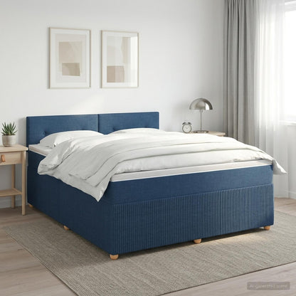 Boxspringbed met matras met hoofdeinde Blauw 180 x 200 cm Stof