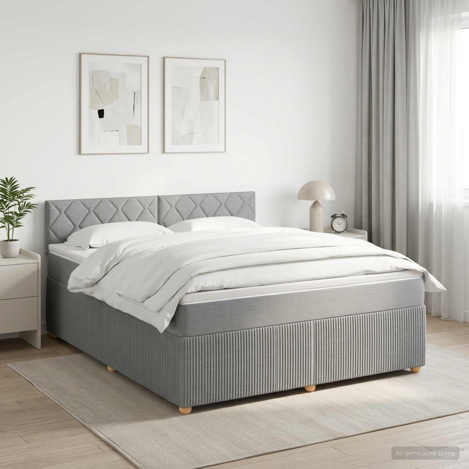 Boxspringbed met matras Lichtgrijs 140 x 200 cm Stof
