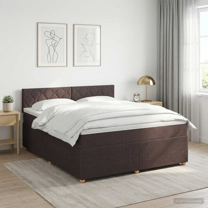 Boxspringbed met matras Donkerbruin 180 x 200 cm Stof