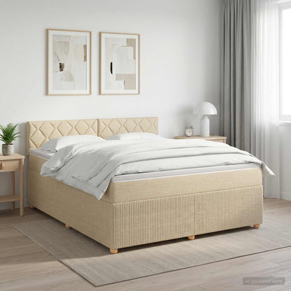 Boxspringbed met matras Crèmekleurig 180 x 200 cm Stof