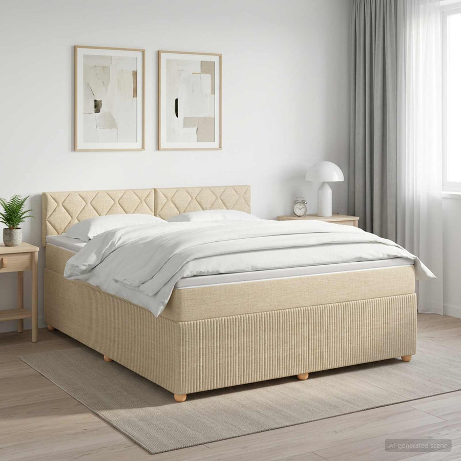 Boxspringbed met matras Crèmekleurig 180 x 200 cm Stof