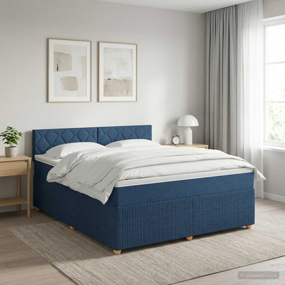 Boxspringbed met matras met hoofdeinde Blauw 140 x 190 cm Stof