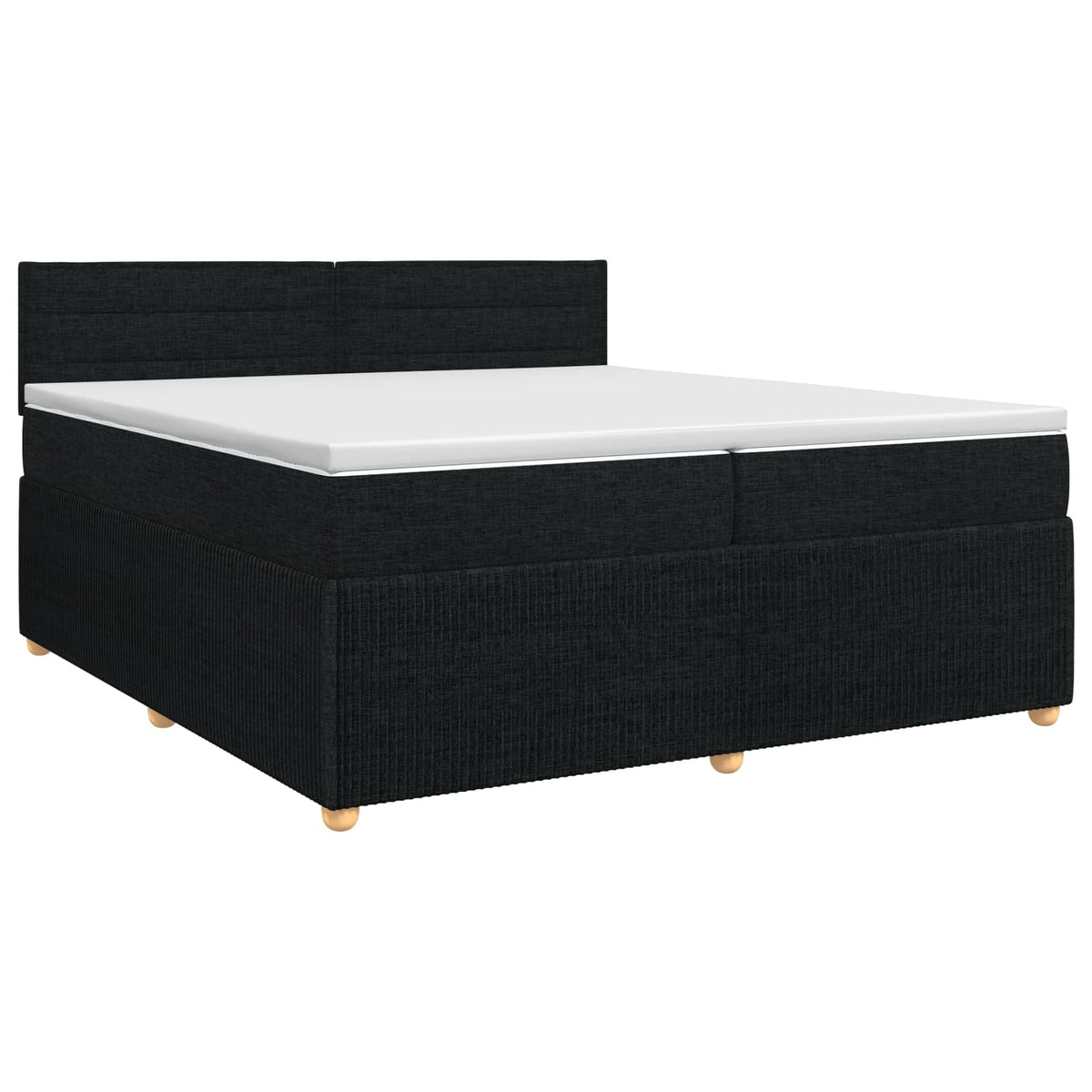 Boxspringbed met matras met hoofdeinde Zwart 200 x 200 cm Stof