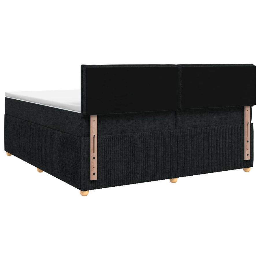 Boxspringbed met matras met hoofdeinde Zwart 200 x 200 cm Stof