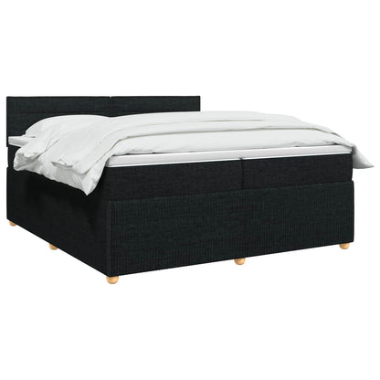 Boxspringbed met matras met hoofdeinde Zwart 200 x 200 cm Stof