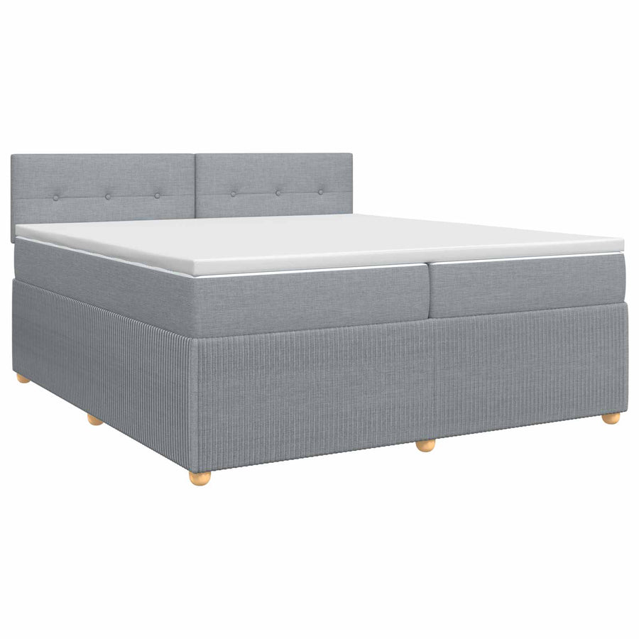Boxspringbed met matras Lichtgrijs 200 x 200 cm Stof