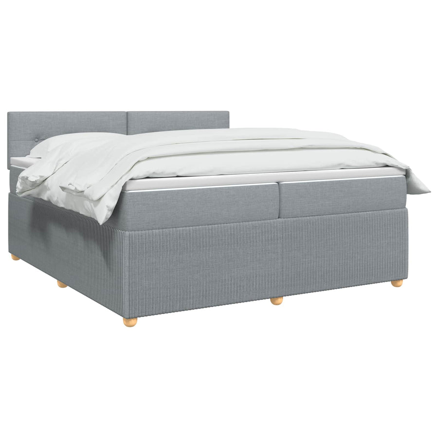 Boxspringbed met matras Lichtgrijs 200 x 200 cm Stof