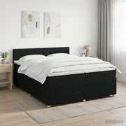 Boxspringbed 200x200 cm zwart met matras hoofdeinde