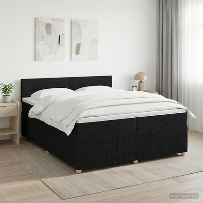 Boxspringbed met matras met hoofdeinde Zwart 200 x 200 cm Stof