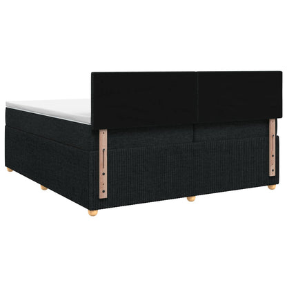 Boxspringbed met matras met hoofdeinde Zwart 200 x 200 cm Stof