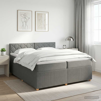 Boxspringbed met matras Donkergrijs 200 x 200 cm Stof