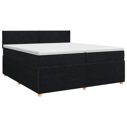 Boxspringbed met matras met hoofdeinde Zwart 200 x 200 cm Stof