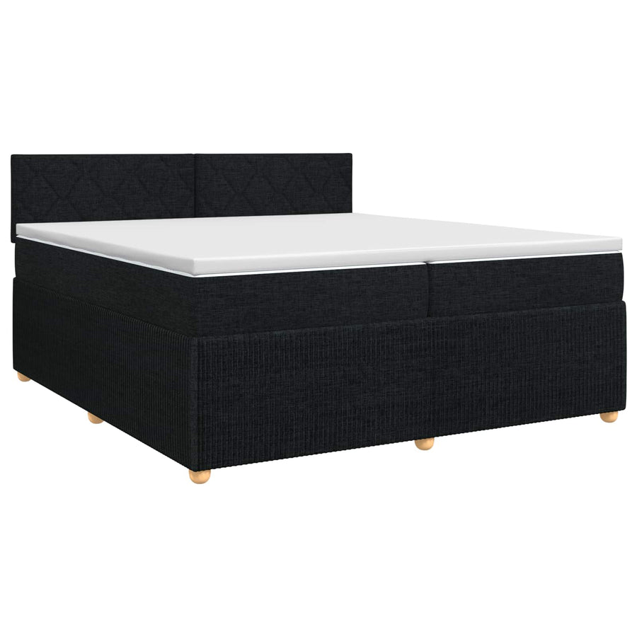 Boxspringbed met matras met hoofdeinde Zwart 200 x 200 cm Stof