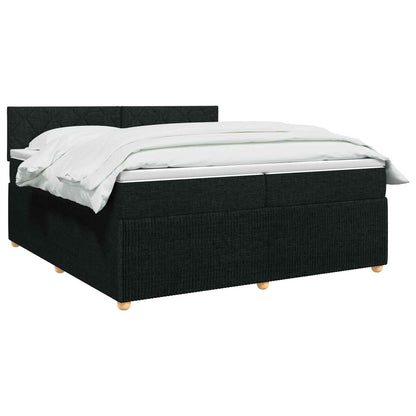 Boxspringbed met matras met hoofdeinde Zwart 200 x 200 cm Stof