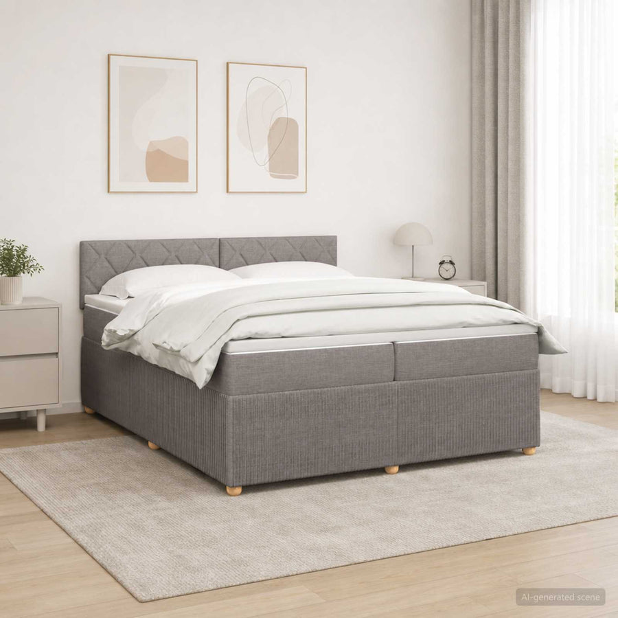 Boxspringbed met matras met hoofdeinde Taupe 200 x 200 cm Stof