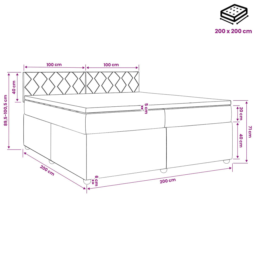 Boxspringbed met matras met hoofdeinde Taupe 200 x 200 cm Stof