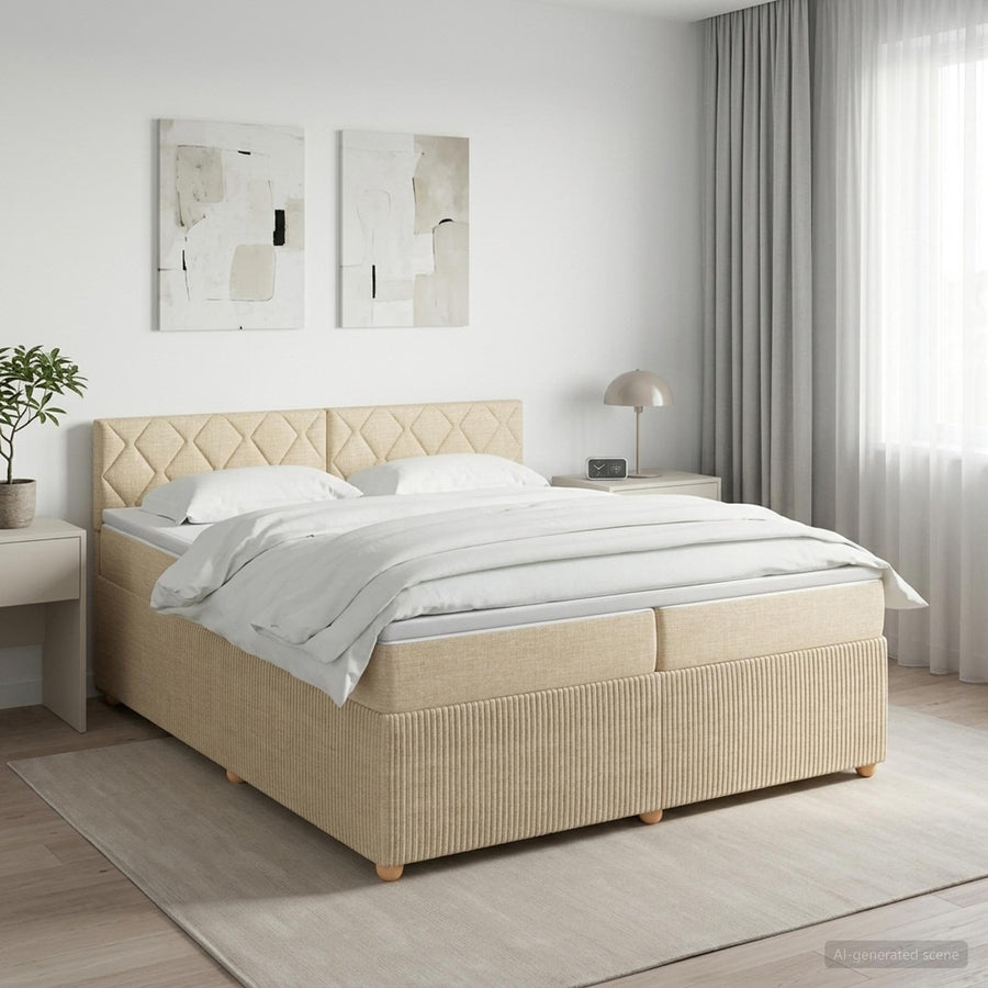 Boxspringbed met matras Crèmekleurig 200 x 200 cm Stof