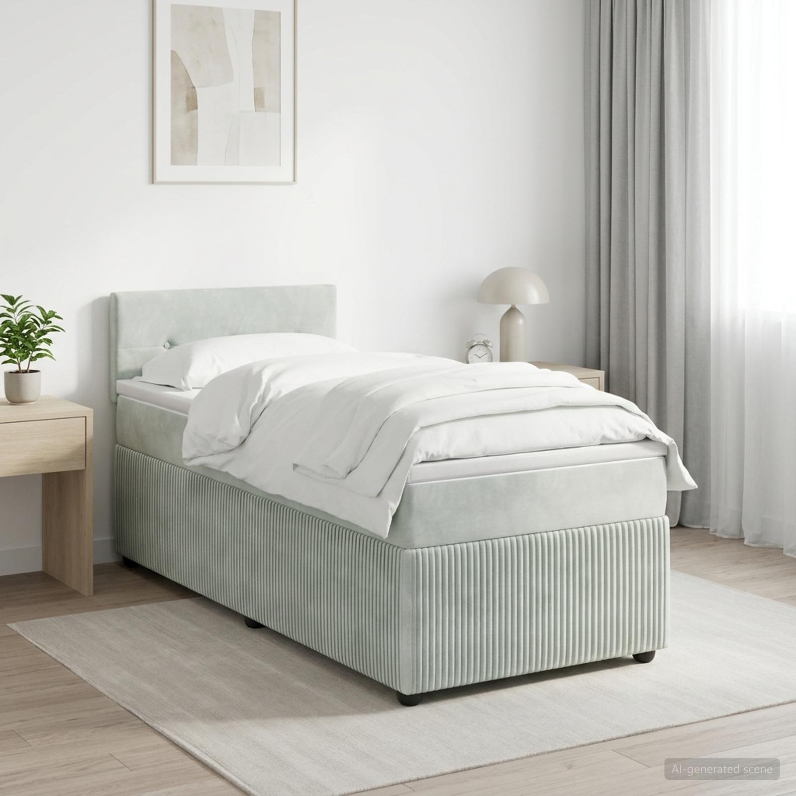 Boxspringbed met matras Lichtgrijs 80 x 200 cm Fluweel